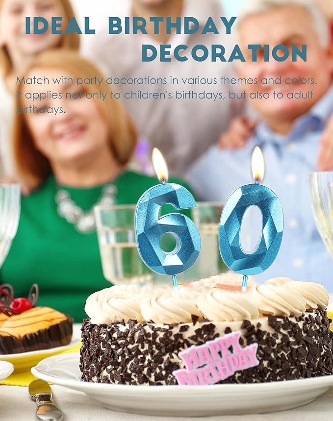 23th Birthday Candles,Number 23 Candles,Blue Happy Birthday Candle for Cake,3D Design Cake Topper Decorations for Women Men Birthday Party Wedding Anniversary Celebration Supplies