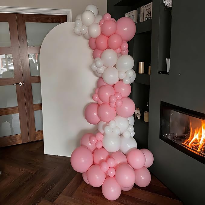 Lukiituke Light Pink Balloon Arch Kit, 134Pcs Pink and White Balloons, Light Pink Balloons with 4 Sizes for Wedding Bridal Baby Shower Birthday Party Decorations