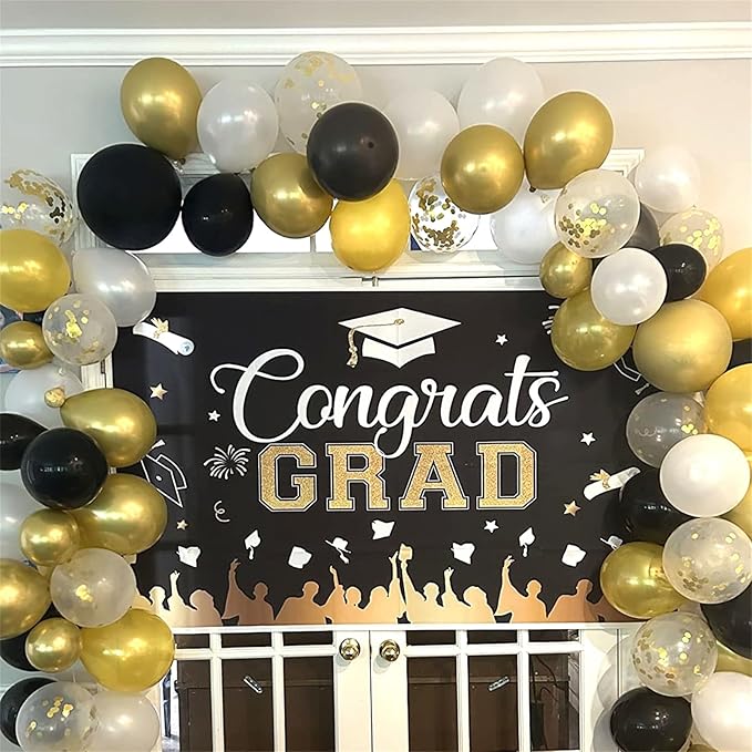 Isndare Black and Gold Confetti Balloons, 12 Inch Black Metallic Gold Latex Black Golden Helium Balloons for Wedding Birthday Anniversary New Year Party Celebration Decorations Is-02