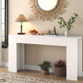knoworld 63-Inch Long Console Table with LED Light, Farmhouse Sofa Table Behind Couch, Wooden Console Table for Entryway Hallway Entrance Living Room, White