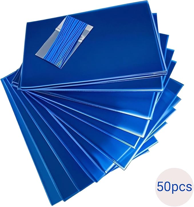 AimtoHome Cellophane Treat Bags Blue, 9x6 inches, 50 Pack with Ties,Small Party Favors bags for Cookie Candy Popcorn