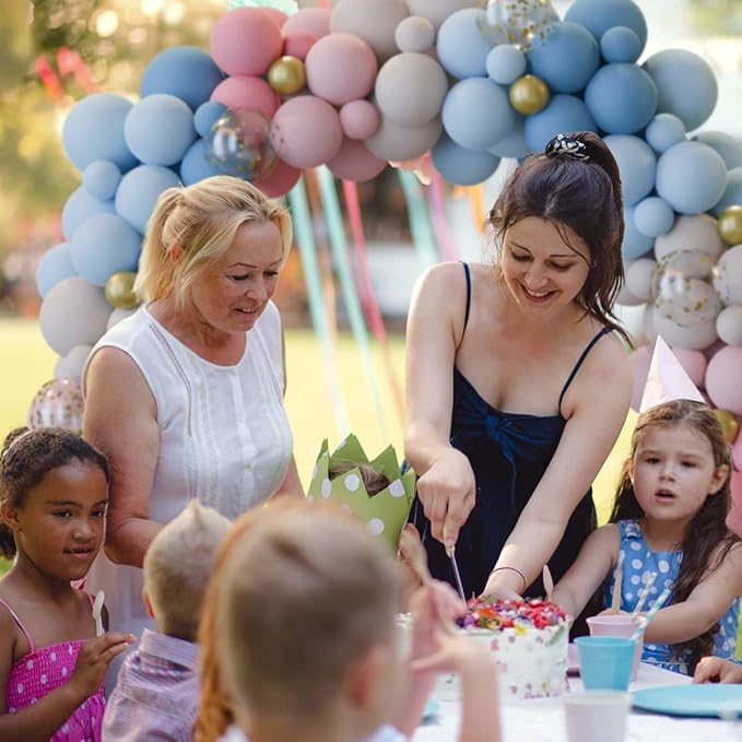 158pcs Gender Reveal Balloons Arch Kit, Dusty Pink Blue Gold Sand White for Gender Reveal Boho Bridal Bear Birthday Party Supplies Boy or Girl Baby Shower Decorations