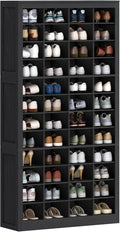 Hzuaneri Shoe Storage Cabinet, 48 Pairs Free Standing Closet Organizer, 9 inch Widened Cell Wood Shoe Organizer, 12 Tiers Vertical Space Saving Shoe Rack for Entryway, Cloakroom, Black SR39604X