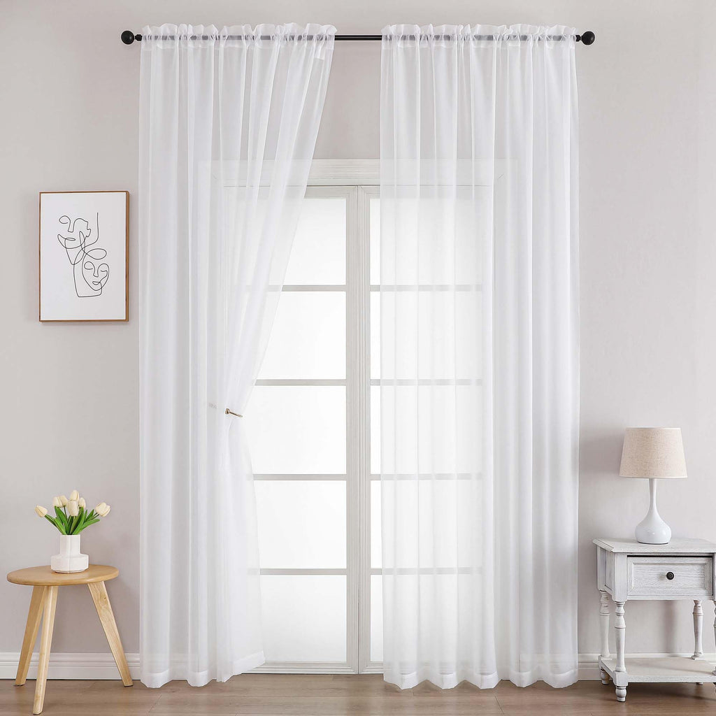 White Sheer Curtains 96 Inches Long 2 Panels (2 Count)