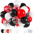 60pcs Red Black White Balloons, 12inch Black Red Confetti Balloons for Graduation 2026, Casino Poker Night, New Year, Racing Car Party Decorations