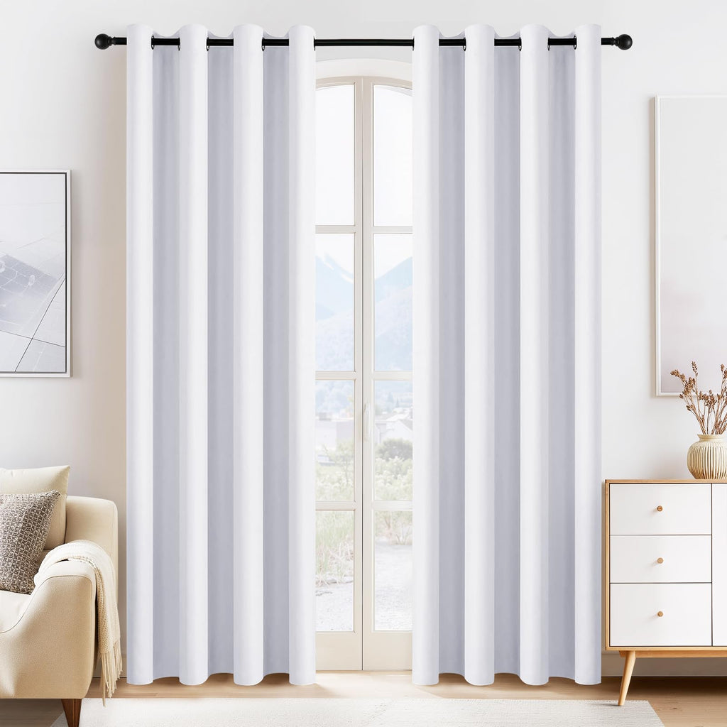 Pure White Blackout Curtains for Bedroom 84 Inch Length (2 Count)