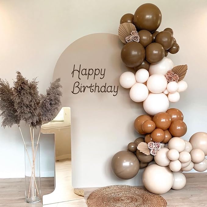 Awenztech 110pcs Brown Balloons, 18 12 10 5 inch Brown Balloons Different Sizes Balloon Garland for Netural Baby Shower Woodland Jungle Safari Birthday Party Decorations