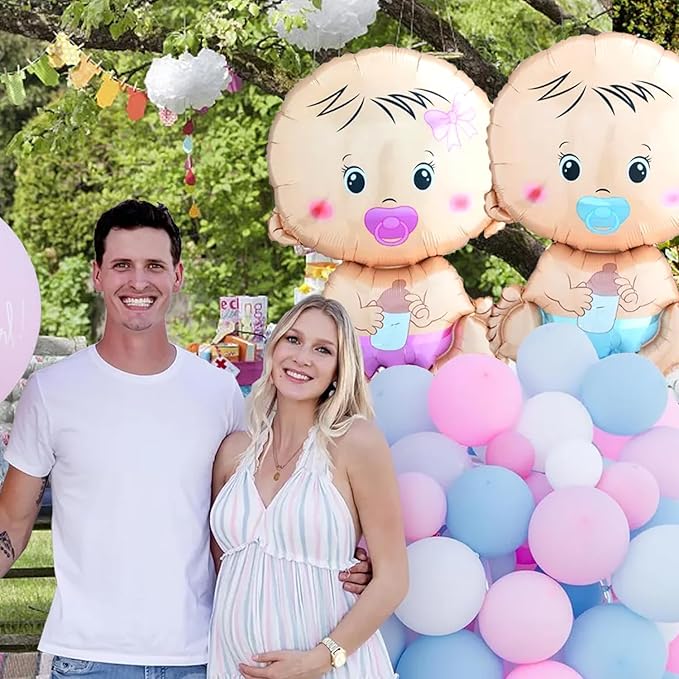 2 Pcs Gender Reveal Balloons Set (Boy & Girl) - 17.7" x 26.8" Foil Balloon for Gender Reveal Party Decorations, Baby Showers, and Photography, Pregnancy Announcement
