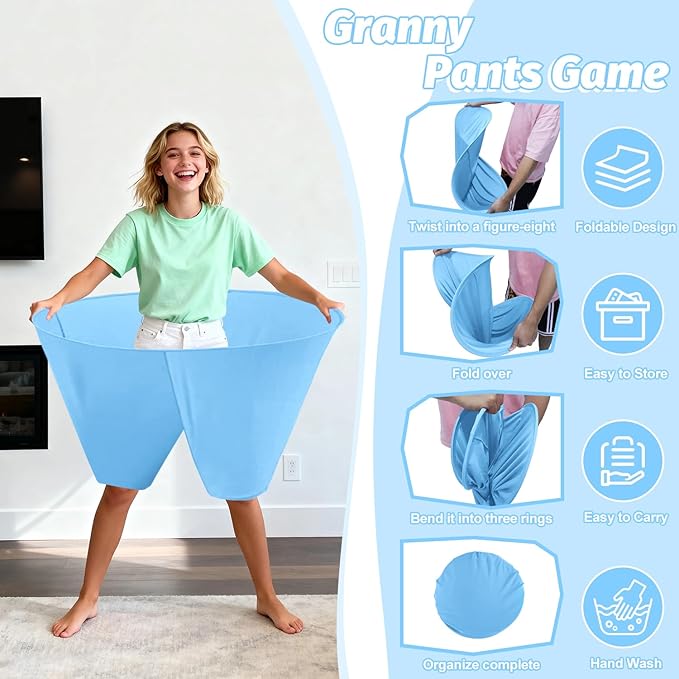 Granny Pants Game with Bouncy Balls and 1 Air Pump (Random Colors), Granny Pants Outdoor Game Baby Shower Funny Party Game for Adults & Families, Big Pants Ball Game Granny Pants Yard Game