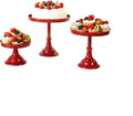 3 Pcs Metal Round Cake Stand Set 8“10”12" Cake Display Stand Dessert Cupcake Display Tray for Graduation,Wedding,Birthday,Party,Baby Shower,Anniversary,Ceremony,Christmas (Red)