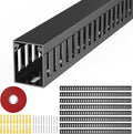 Open Slot Wiring Raceway Cable Duct, 123in Cable Management Channel Cord Track,Desk Wire Channel, Under Desk Cable Management to Hide Cables, Wires for Computers (Black, 1.18" Hx1.57"W, 15.4''L(8 Pc))