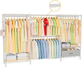 Golpart Coat Rack Clothes Wardrobe：Closet Organizer and Storage Clothing Garment Rack with Shelves Heavy Duty for Hanging Clothes Portable Adjustable White 15.8" DX(70-88)" WX76.5 H