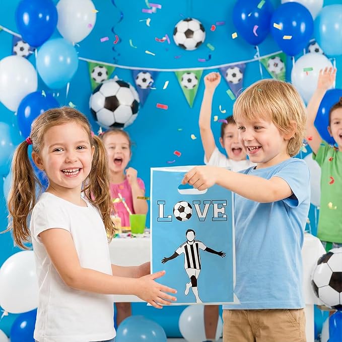 JuPelozak Soccer Party Favor Bags - 50pcs Football Themed Goodie Bag, Candy Cookies Gift Decor for Boys Teens Adult, Birthday Holiday Celebration Decorations Supplies for 2026 Sport Competition Event
