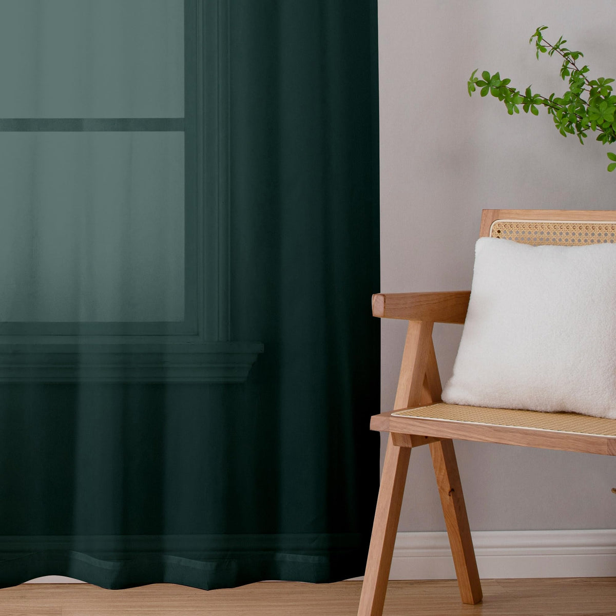 Hunter Green Sheer Curtains 54 Inch Long 2 Panels Set