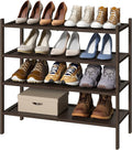 kiplant Shoe Rack for Entryway, Bamboo Wood Shoe Rack 4-Tier, Stackable Shoe Organizer for Closet, Free Standing Shoe Racks for Indoor & Outdoor