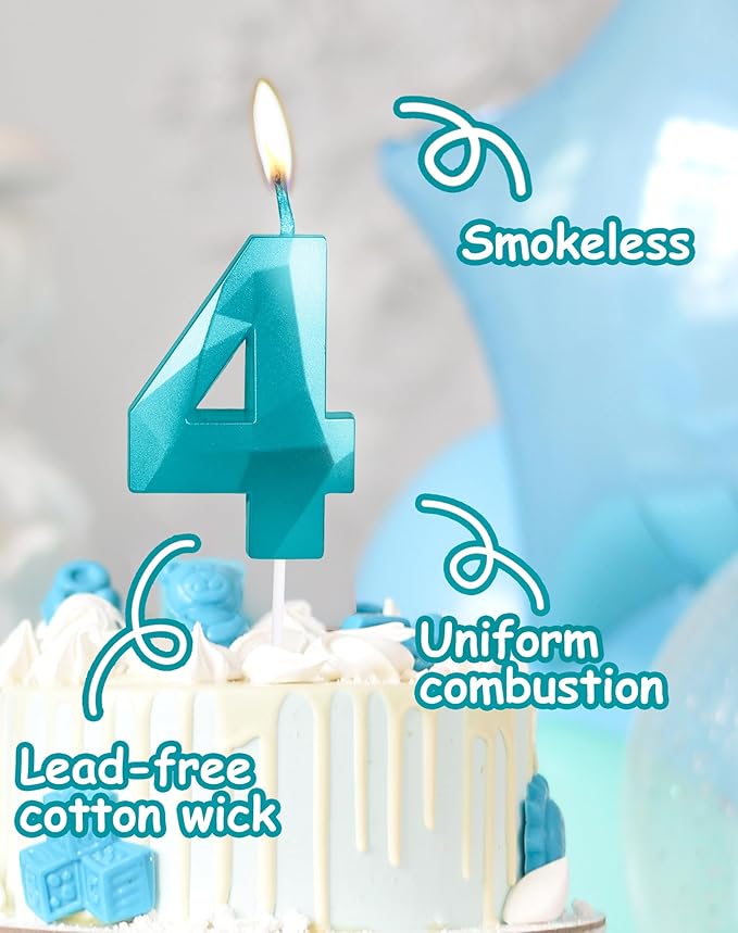 Number 19 Candles,19th Birthday Candles,Teal Blue Happy Birthday Candle for Cake,3D Design Cake Topper Decorations for Girl Women Pet Birthday Party Wedding Anniversary Celebration Supplies