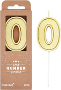 PHD CAKE 2.76 Inch Luxe Gold 0 Number Birthday Candles, Gold Number Candles, Cake Number Candles, Party Celebration