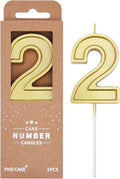 PHD CAKE 2.76 Inch Luxe Gold 2 Number Birthday Candles, Gold Number Candles, Cake Number Candles, Party Celebration