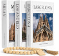 Decorative Coffee Table Book Set – 3 Neutral Hardcover Books with Blank Pages for Home Styling – Travel-Inspired Display Featuring Barcelona, Milan & Los Angeles