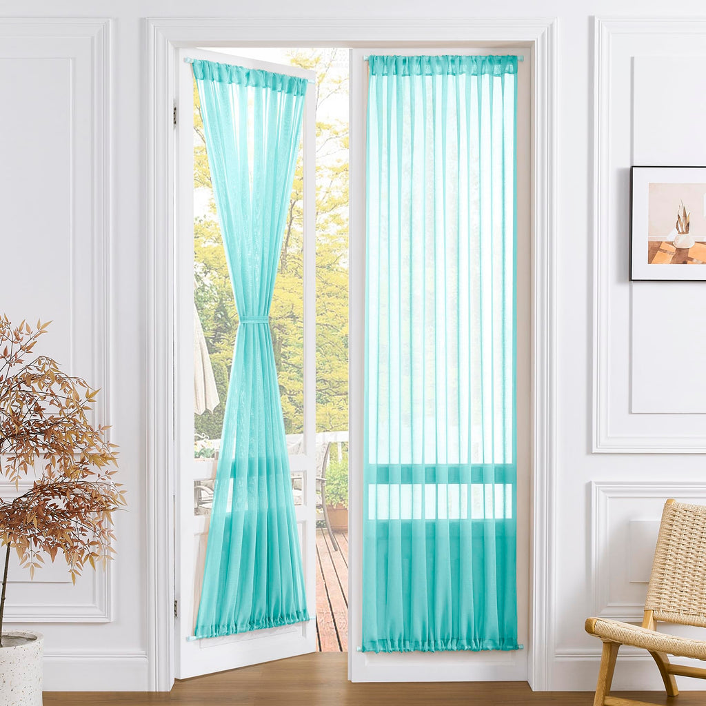 Sheer Door Curtain Closet Linen Textured Curtain Sheers Doorway Light Filtering Voile French Door Rod Pocket Curtains Patio Glass Doors