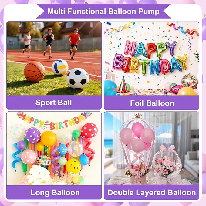 Ball Pump Balloon Pumps Electric, Balloon Pump Portable Long Animal Balloon Pump, Electric Blower Machine Inflator Basketball Pump 260 Balloon Pump for Party/Wedding/Birthday Decorations
