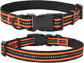 Mile High Life Reflective Dog Collar | Nylon Pet Collars wiith Buckle | Light Weight Puppy Collars | Orange Dog Collars for Small Dogs (Orange, X-S)