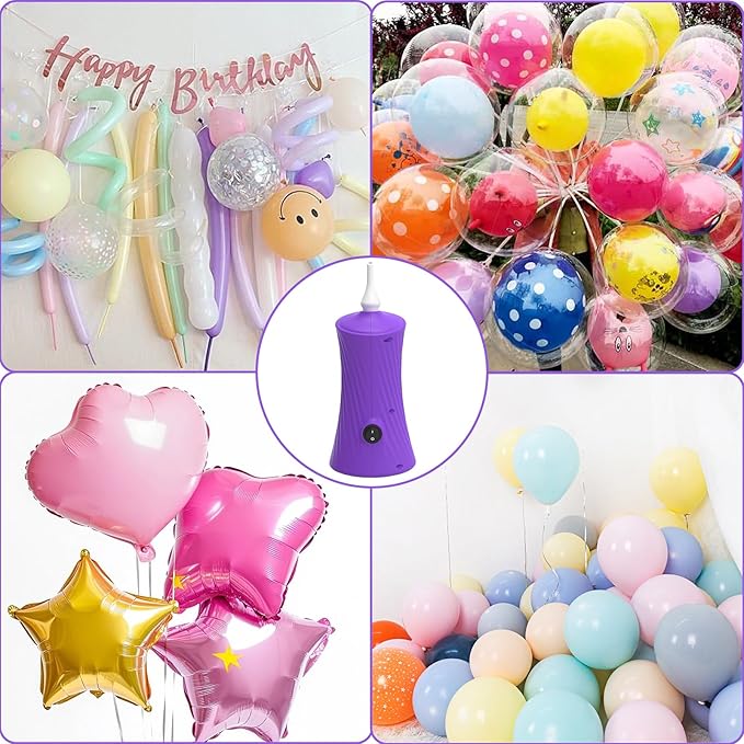 Balloon Pump Electric - Portable Air Balloon Pump for Long Balloons, Balloon Blower Inflator Machine for Twisty, Animal Classic Round, Foil, Latex Balloons