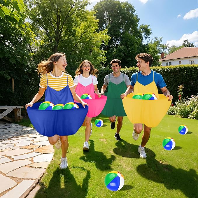 Granny Pants Outdoor Game, Granny Pants Yard Game for Adults with Bouncy Balls and 1 Air Pump (Random Colors), Granny Pants Game Granny Skirt Outdoor Game for Family Reunion Team Game Party