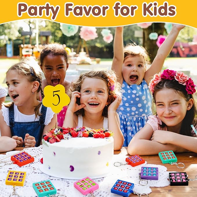 32PCS Tic Tac Toe Game Birthday Party Favors Goodie Bags Stuffers for Kids 3-5 4-8 8-12 Summer End of Year Student Gifts from Teacher Classroom Treasure Carnival Prize Box Return Gift Pinata Keychain