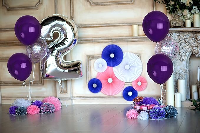 Treasured Gifted Dark Purple Balloons - Matte Violet, Plum, Deep Purple - 12 Inch Latex - Large - 72 Pack - Happy Birthday