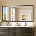 Keonjinn 72" x 36" Large Black Bathroom Vanity Mirror, Brushed Black Framed Mirror for Wall, Tempered Glass with Beveled Edge, Sculpted Aluminum Alloy Frame, Oversized Bathroom Mirrors for Over Sink
