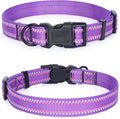 Mile High Life Reflective Dog Collar, Basic Dog Collars Adjustable Quick Release, Soft Nylon Pet Collar with Metal D-Ring for Small Medium Large Dogs (Purple, XS Neck9-13")