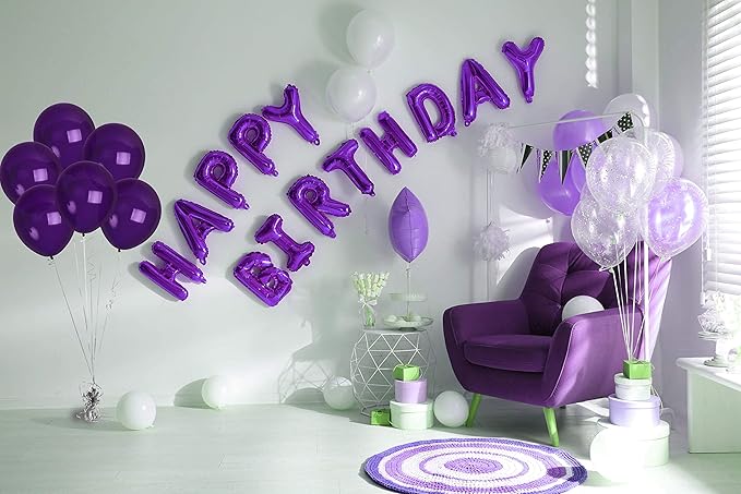 Treasured Gifted Dark Purple Balloons - Matte Violet, Plum, Deep Purple - 12 Inch Latex - Large - 72 Pack - Happy Birthday