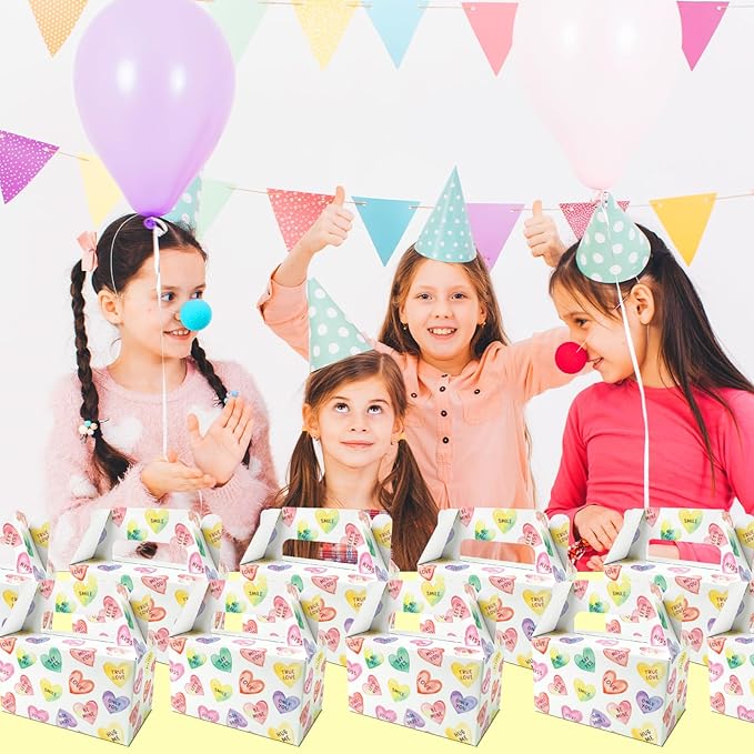 BGFMVS 12 Pack Heart LOVE Candy Boxes with Handles, Suitable for Birthday & Bachelorette Parties, Gift Boxes for Adults and Kids, Ideal for Cookies, Cupcakes, Snacks, Party Favors and Decorations