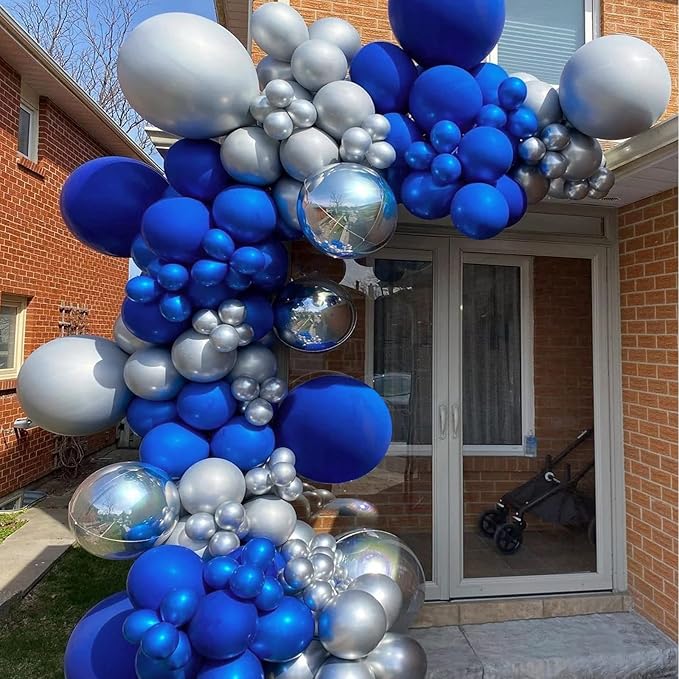 FOTIOMRG 110pcs Royal Blue Balloon Garland Arch Kit, 18 12 10 5 inch Royal Blue Latex Balloons Different Sizes Pack for Birthday Graduation Baby Shower Baseball Nautical Wedding Party Decorations