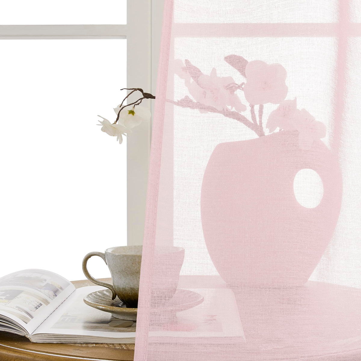 Short Sheer Door Curtains Closet Linen Textured Curtains Sheer Doorway Light Filtering Voile Patio Glass Door Rod Pocket Curtain French Doors