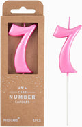 PHD CAKE 2.76 Inch Elegant Pink 7 Number Birthday Candles, Pink Number Candles, Cake Number Candles, Party Celebration