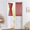 Short Sheer Door Curtains Closet Linen Textured Curtains Sheer Doorway Light Filtering Voile Patio Glass Door Rod Pocket Curtain French Doors