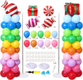 Rainbow Candy land Balloon Column Stand Kit Set of 2, 7 Feet Height Balloon Towers Set of 2 with Candy Gift Box Foil Balloons for Sweet Baby Shower Christmas Candyland Party Decorations