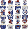 Cowboy Football Birthday Decorations - 48 Pcs American Rugby Sports Paper Party Cupcake Toppers and Liners, Game Day Happy Bday Cake Picks Baking Cups Wrappers Supplies Decor for Boys Men
