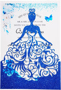 5 x7.3 Inch 20PCS Royal Blue Quinceanera Invitations Cards, Sweet 16 Laser Cut Girl Princess Invitation Card Kit with Envelopes for Wedding, Party, Quinceañera, XV Años, Mis Quince (Royal