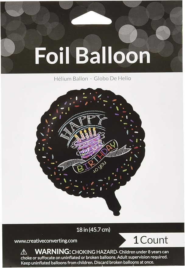Creative Converting 45971 Chalk Birthday Foil Balloon Party Supplies, Multicolor