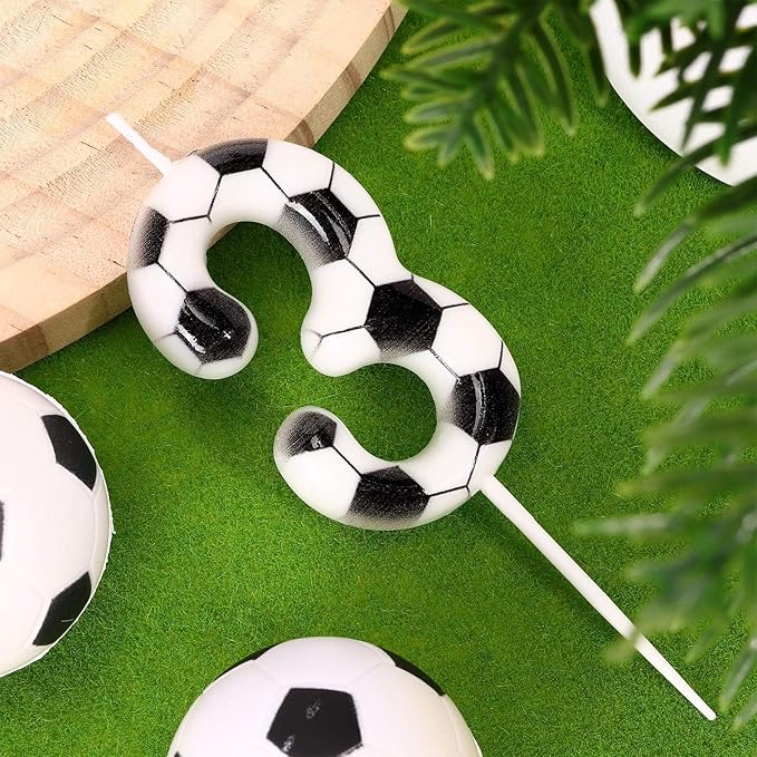 Soccer Number 3 Birthday Candle, 3rd Birthday Candle Sport-Theme Cake Topper, Soccer Theme Party Decorations for Boys Girls, Party Supplies Birthday Gifts