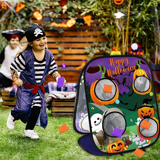 Halloween Games for Kids Party, Ghost Pumpkin Bean Bag Toss Games Halloween Party Games Favors Carnival Games for Adults Kids School Classroom Fall Festival Games Outdoor Indoor Trunk or Treat Gifts