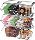 Yerliker 6 Pcs Clear Plastic Storage Bins with Lids Stackable Pantry Storage Organizer Kitchen Cabinet Organizers Ideal Containers for Coffee Pod Tea Sugar Bag Cabinet Home (Extra Large)