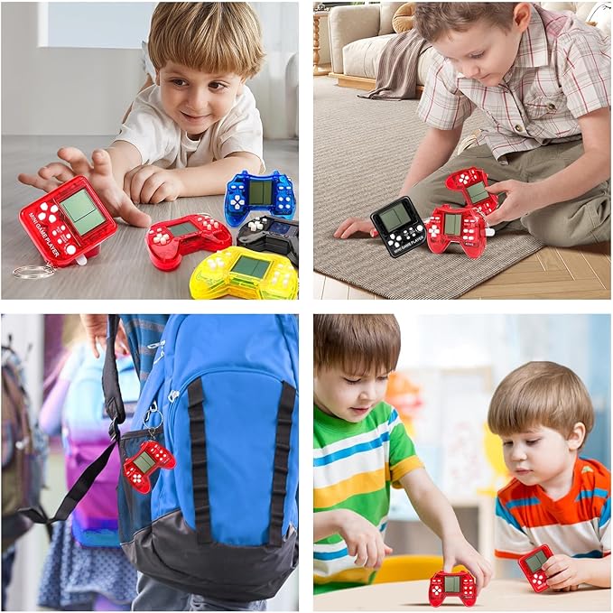 Sinikoro 24Pcs Video Game Party Favors for Kids, Arcade Video Game Birthday Supplies Mini Gaming Console Keychain Classroom Prizes for Boys and Girls