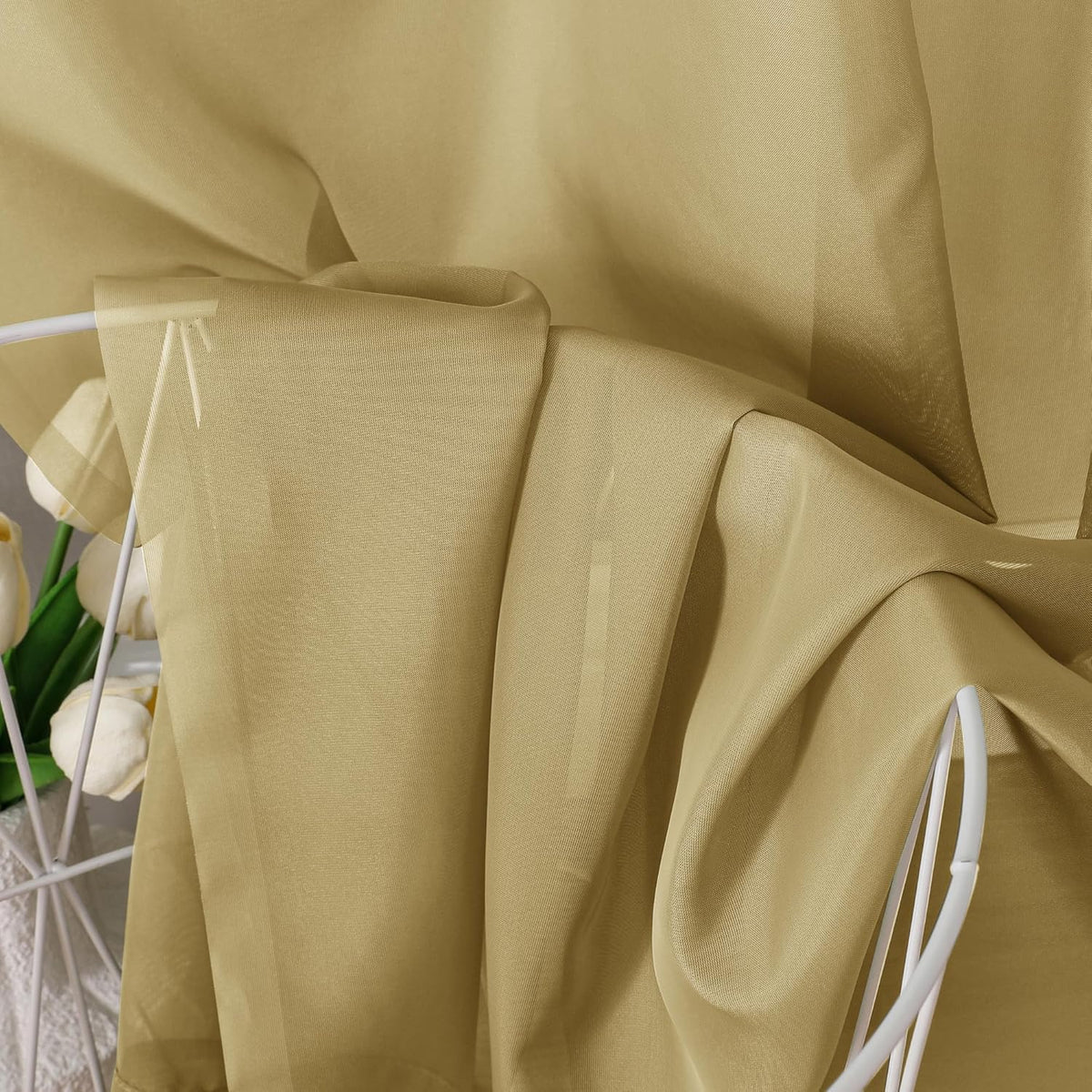 Sheer Gold Kitchen Tier Curtains 24 Inch Length Set