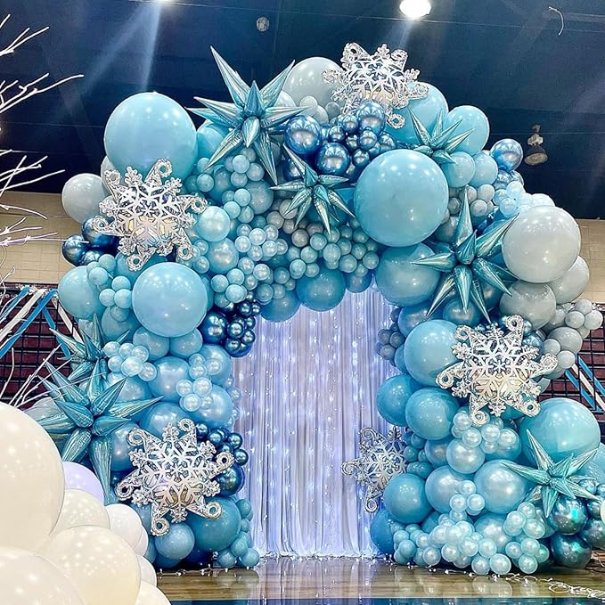 Blue and White Balloons, 50pcs 12 inch Blue White Confetti Balloons Kit, Metallic Chrome Blue Latex Balloons for Birthday, Baby Shower, Graduation Decorations