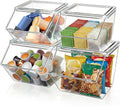 Yerliker 4 Pcs Clear Plastic Storage Bins with Lids Stackable Pantry Storage Organizer Kitchen Cabinet Organizers Ideal Containers for Coffee Pod Tea Sugar Bag Cabinet Home (Large)