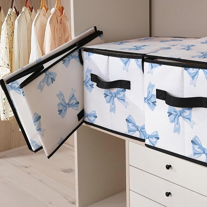 Stackable Clothes Storage Bins with Lids,Closet Organizers Fabric Box for Home and Office,Blanket Clothes Organizers,Under Bed Storage Containers 3 Pack.